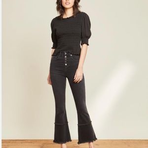 Veronica Beard Carson Ankle Flare High Rise Jeans with Pieced Hem size 26